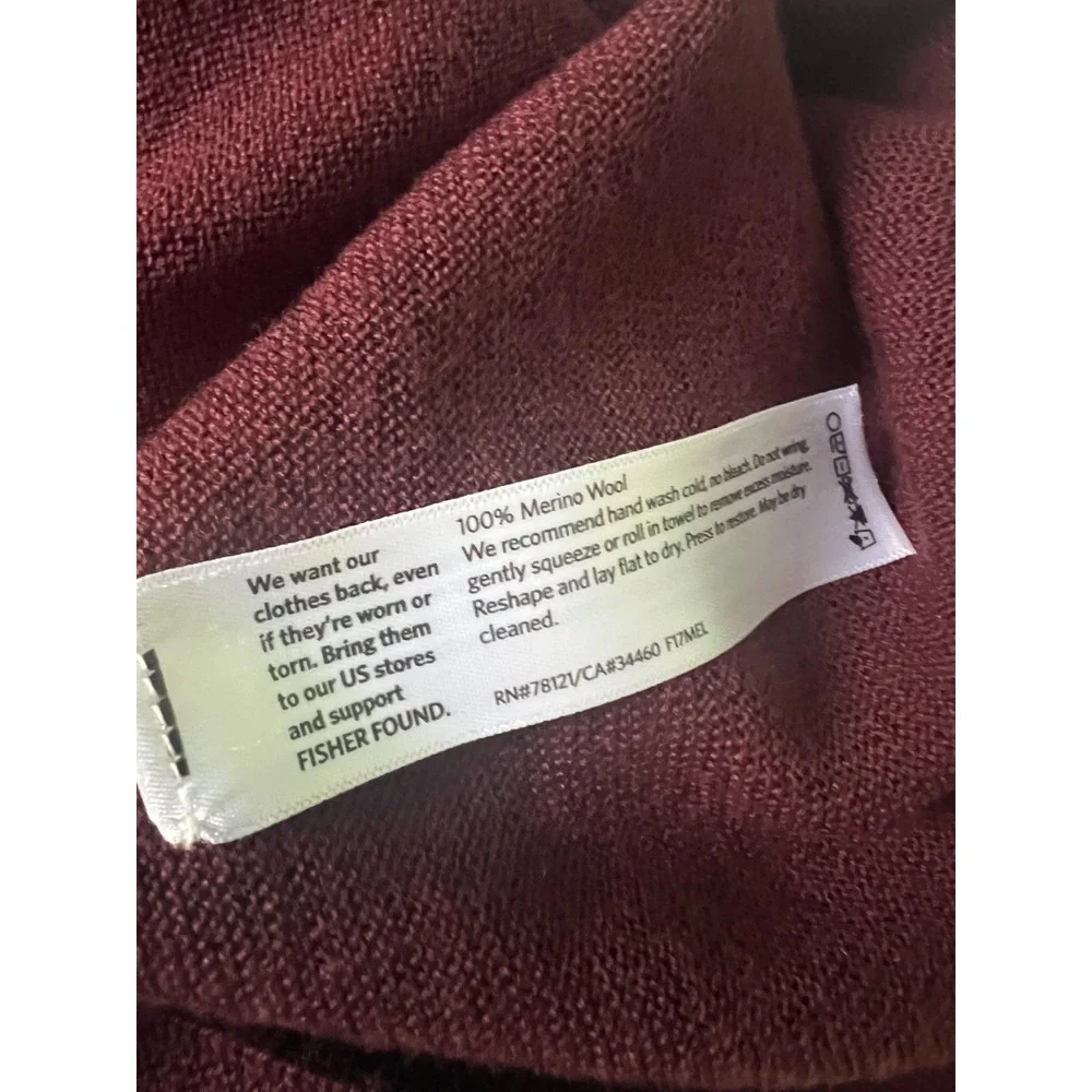 Eileen Fisher Womens Pullover‎ Sweater Burgundy 100% Merino Wool High Low Size L